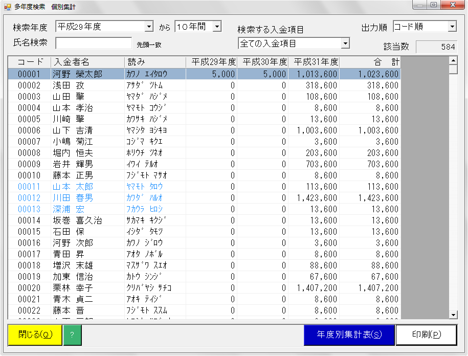 他年度検索